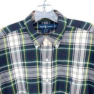 Ralph Lauren Blake Tartan Plaid Button Shirt Mens Large Green Yellow